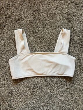 No Boundaries Cream Textured Bikini Top